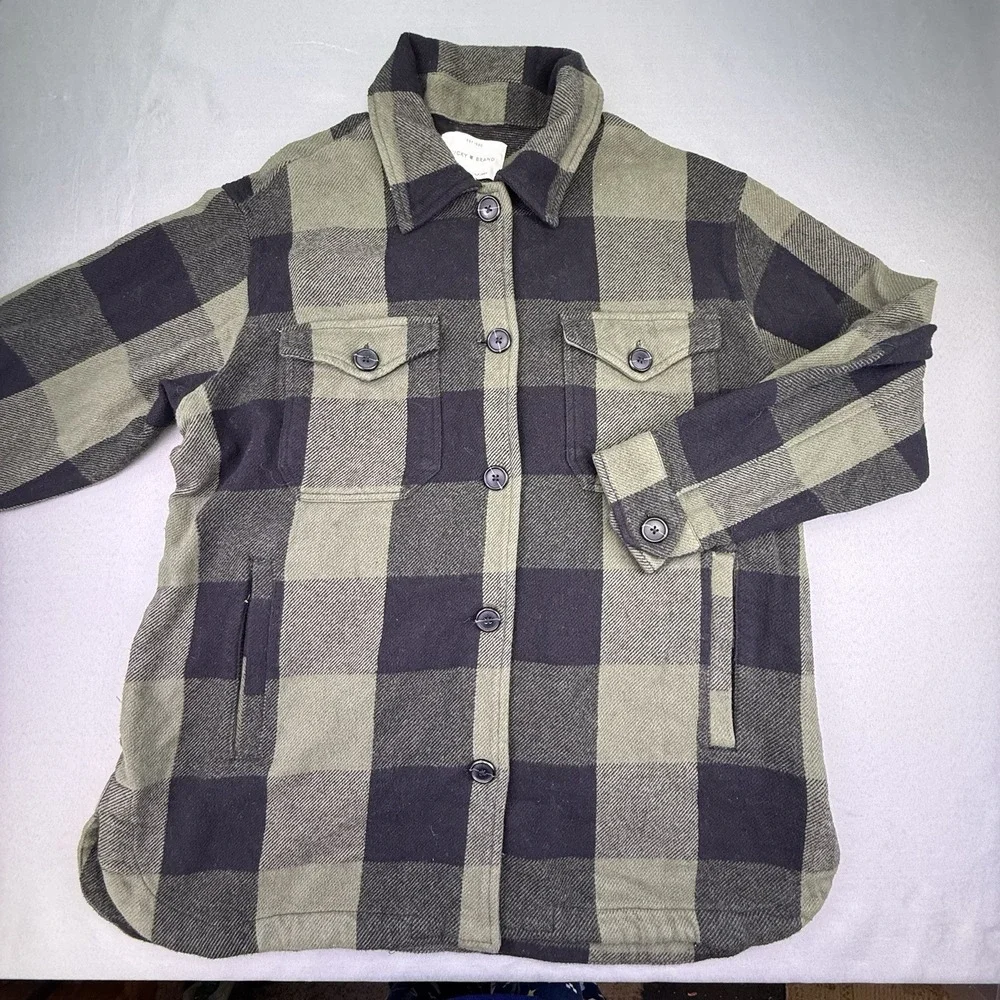 Lucky Brand NWT Shacket‎ Womens XL Green Black Plaid Flannel Oversized Pockets